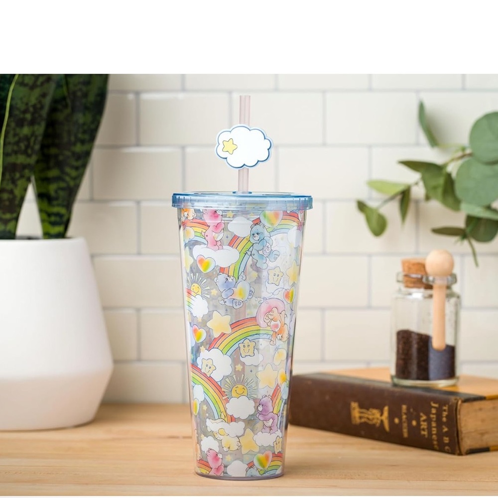 Care Bears Colorful Water Bottle with Straw - Picture 3 of 7